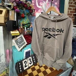 Men's Reebok Gray Fleece Sweatshirt Pullover Hoodie